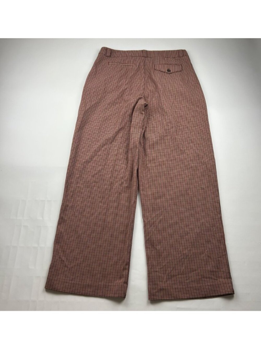 A New Day Burgundy Brown Plaid High Rise Wide Leg Trouser Pant 10 - Picture 6 of 7